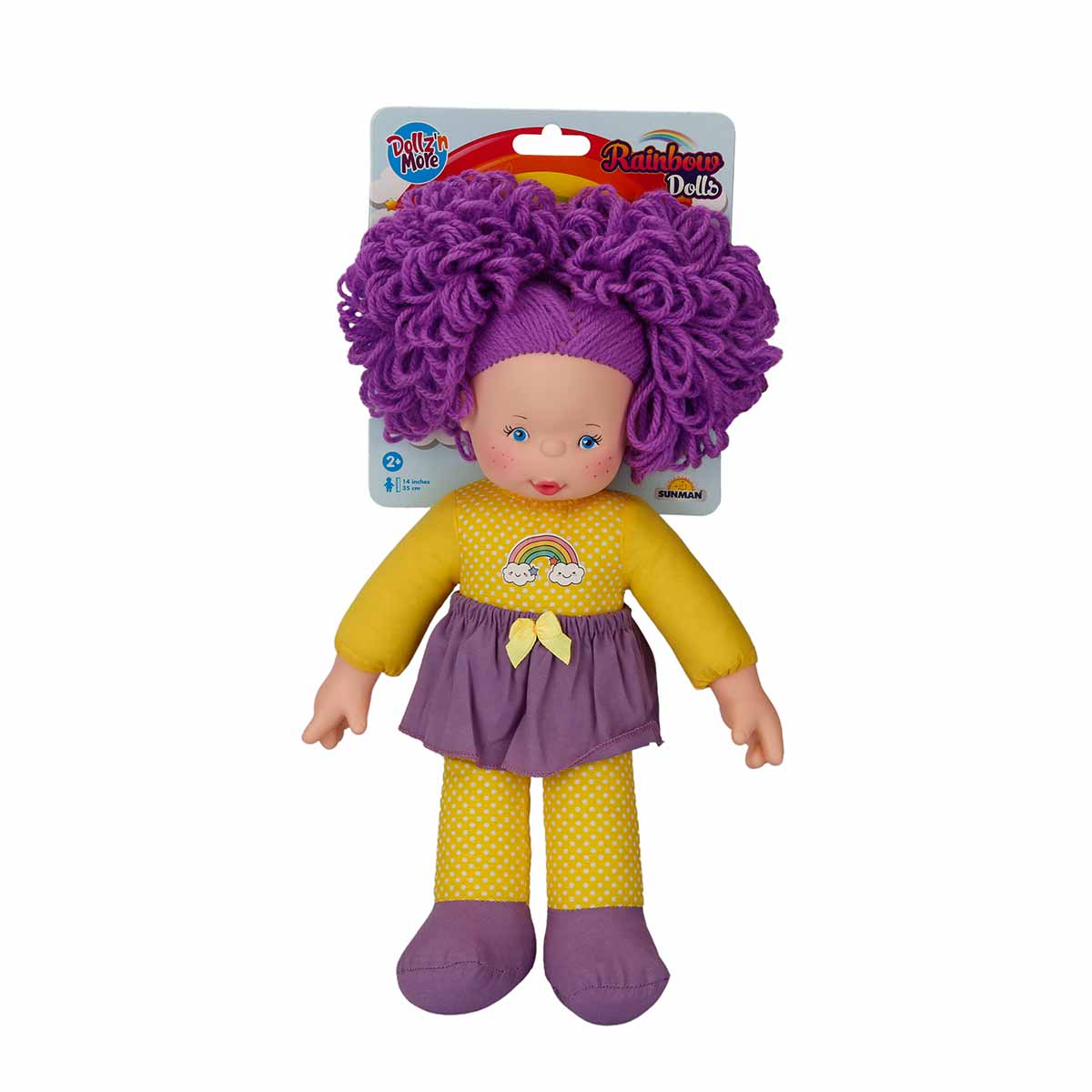 Papusa cu par violet, Dollz And More, Rainbow, 35 cm