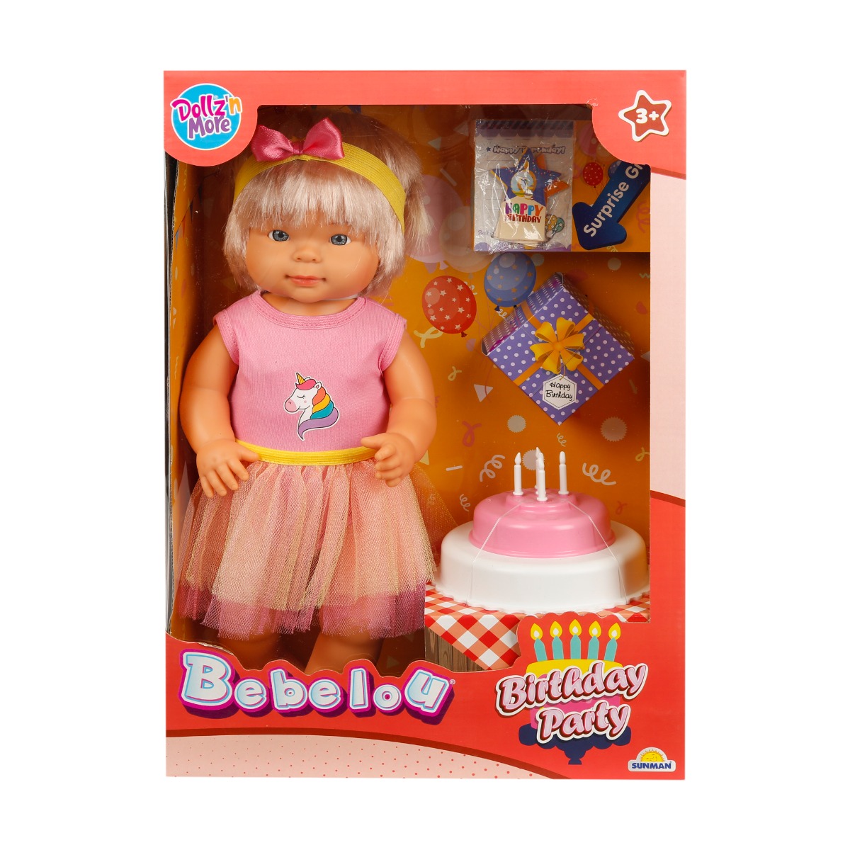 Set papusa Bebelou cu fusta roz, Dollz And More, 40 cm