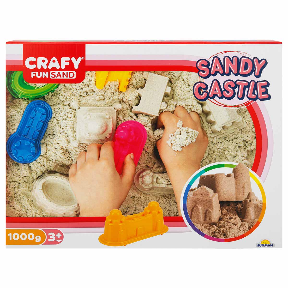 Set nisip kinetic, Crafy Fun Sand, Sany Castle, 10 piese, 1 kg nisip
