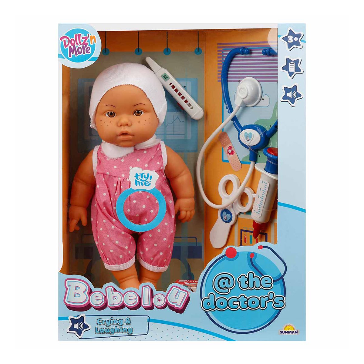 Papusa bebelus, Dollzn More, Bebelou la doctor, 35 cm, roz