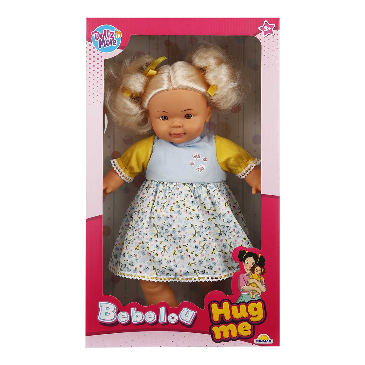 Papusa Bebelou cu par blond, Dollz And More, Imbratiseaza-ma, 40 cm
