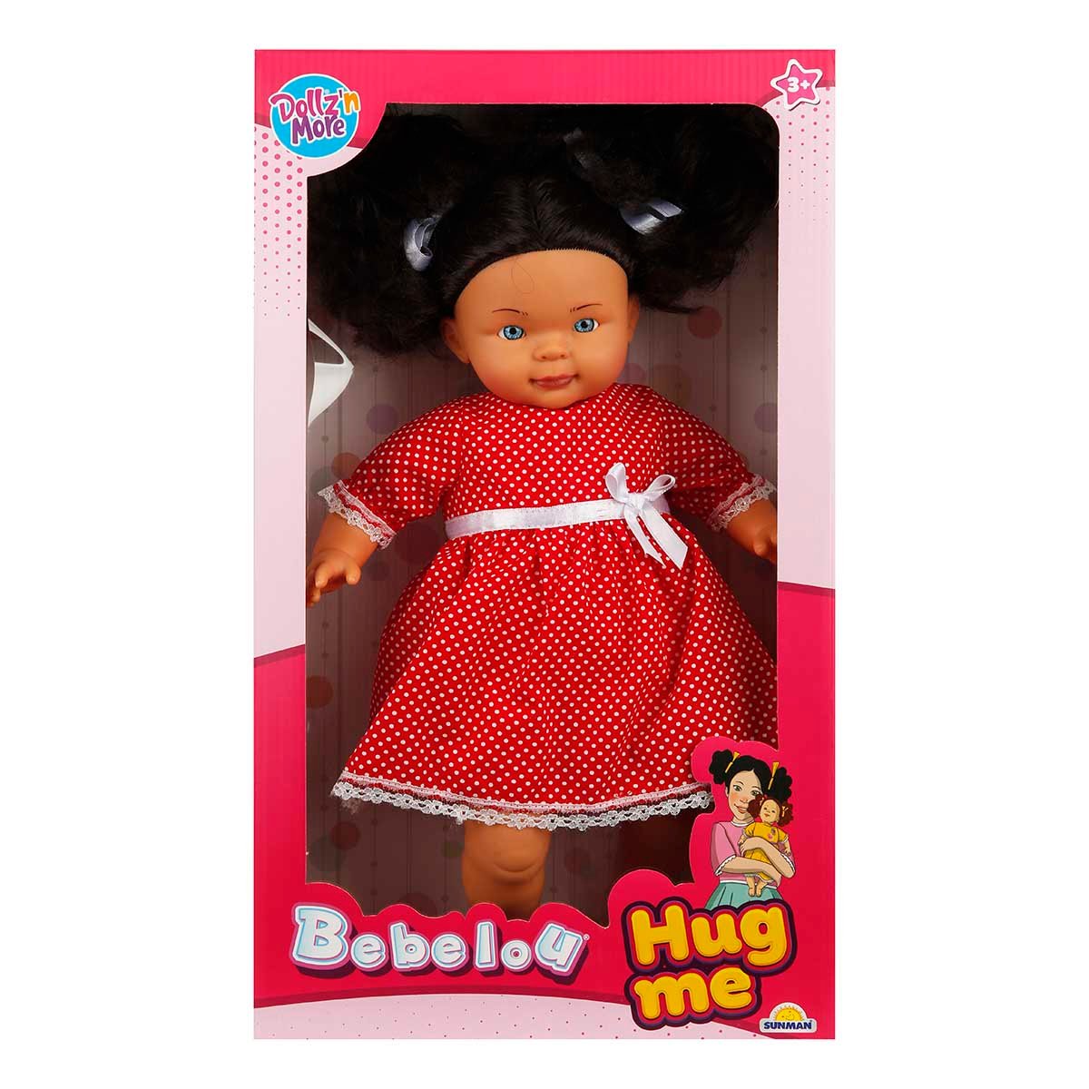 Papusa Bebelou cu par brunet, Dollz And More, Imbratiseaza-ma, 40 cm