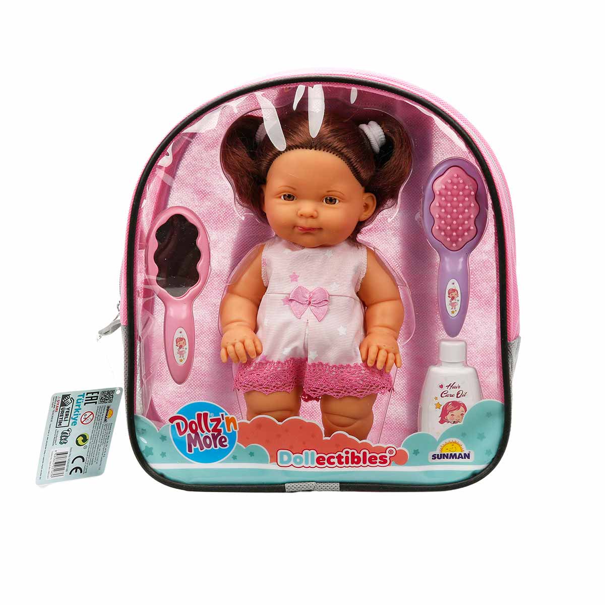 Papusa Nil cu par brunet, Dollz And More, cu rucsac si accesorii, 23 cm
