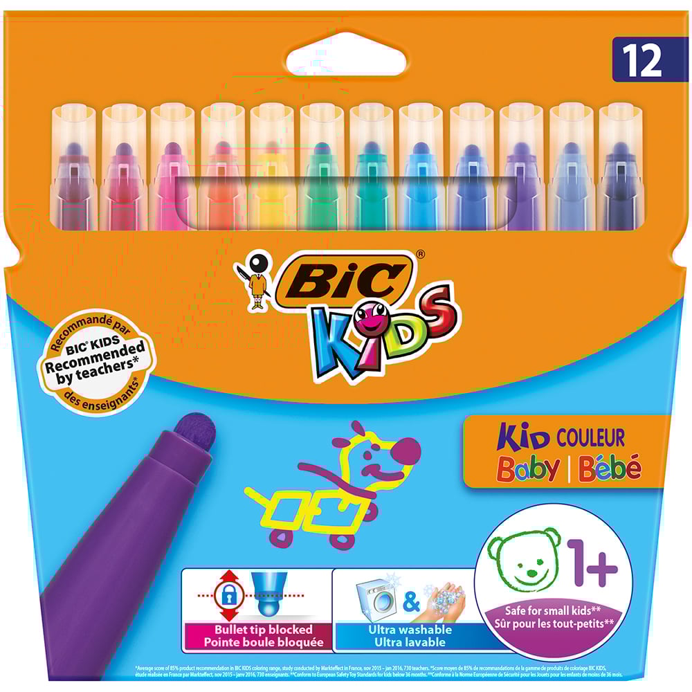 Carioci colorate Kid Couleur Baby Bic, 12 culori