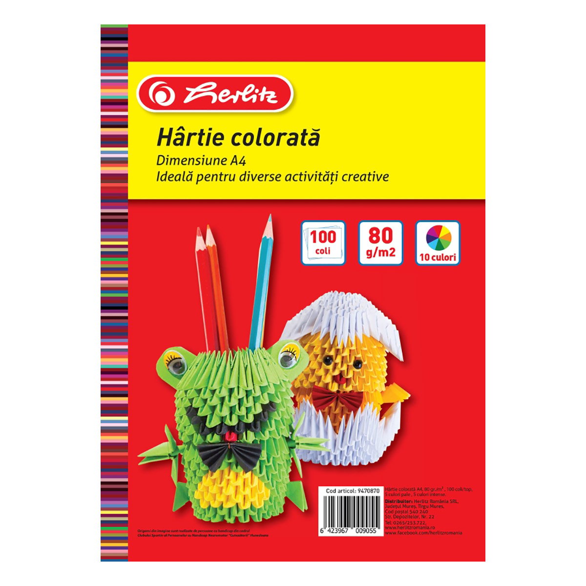Top hartie colorata, Herlitz, A4, 100 coli, 80 g