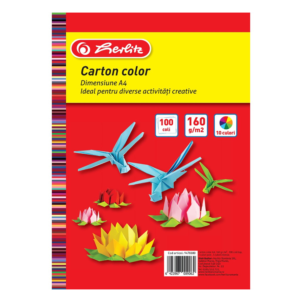Top carton colorat, Herlitz, A4, 160 g, 100 coli