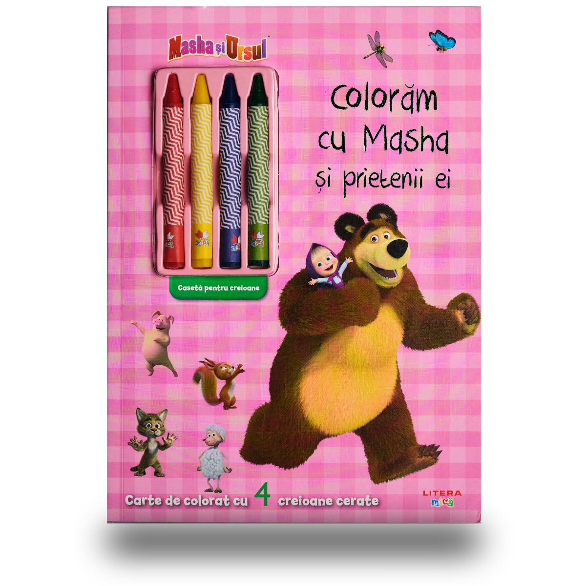 Coloram cu Masha si prietenii ei, contine 4 creioane cerate