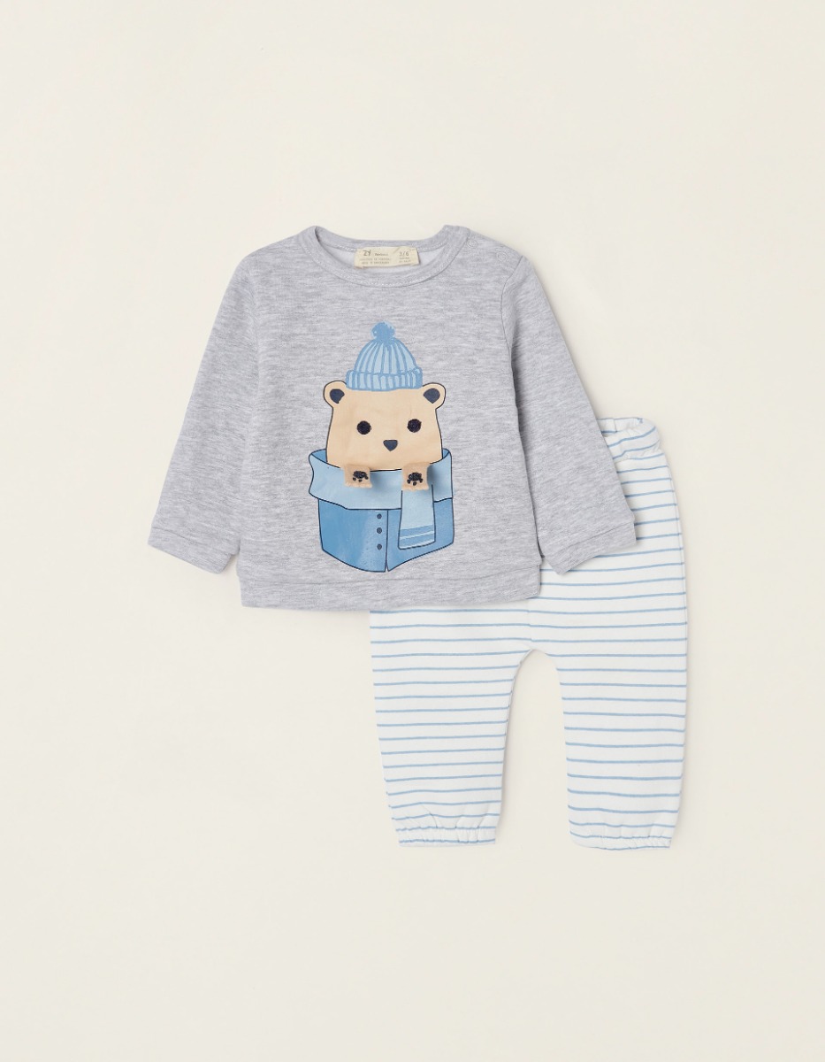 Set bluza cu maneca lunga si colanti, Zippy, Bear, Multicolor