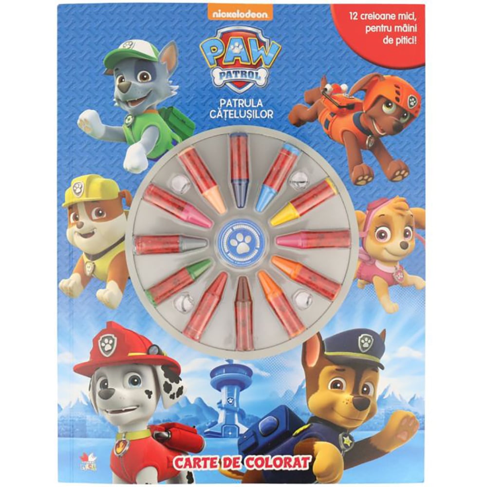 Carte Editura Litera, Patrula Catelusilor, Carte de colorat, 12 creioane cerate