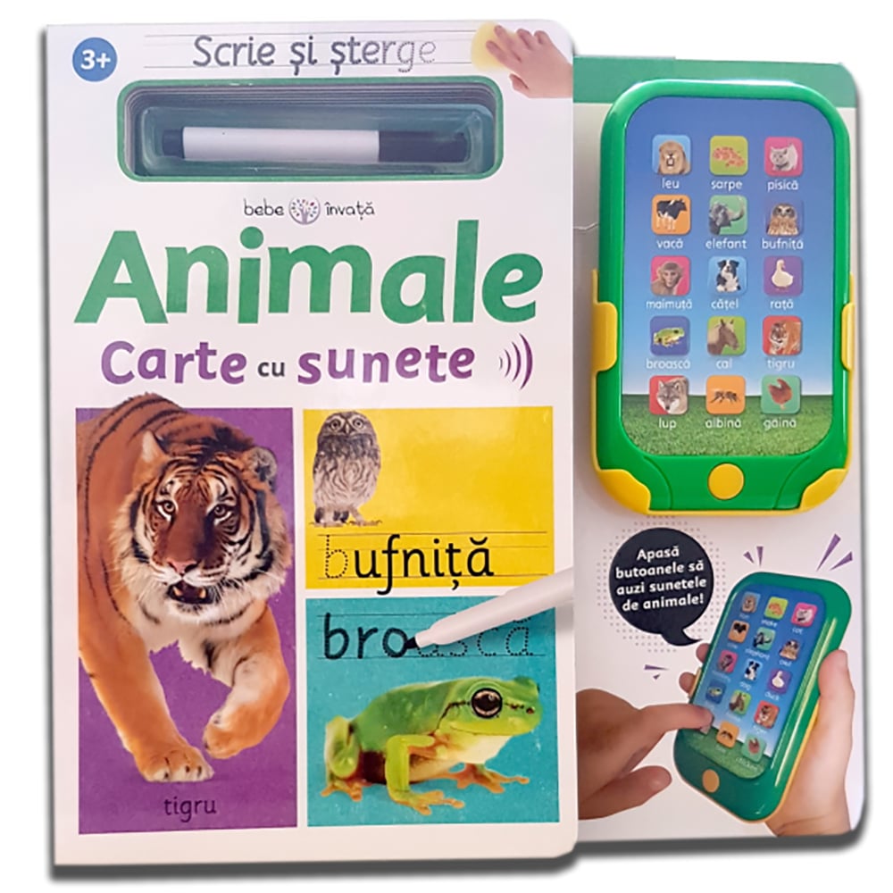 Carte Editura Litera, Scrie si sterge. Animale. Carte cu sunete