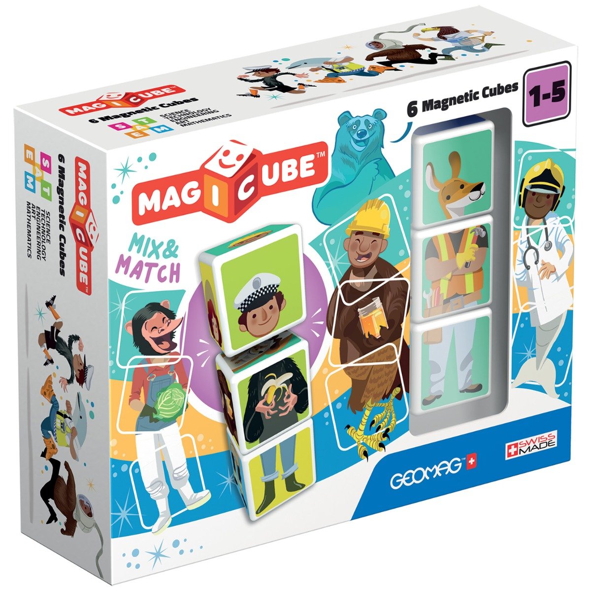 Set de constructie magnetic Magic Cube Match, 6 piese