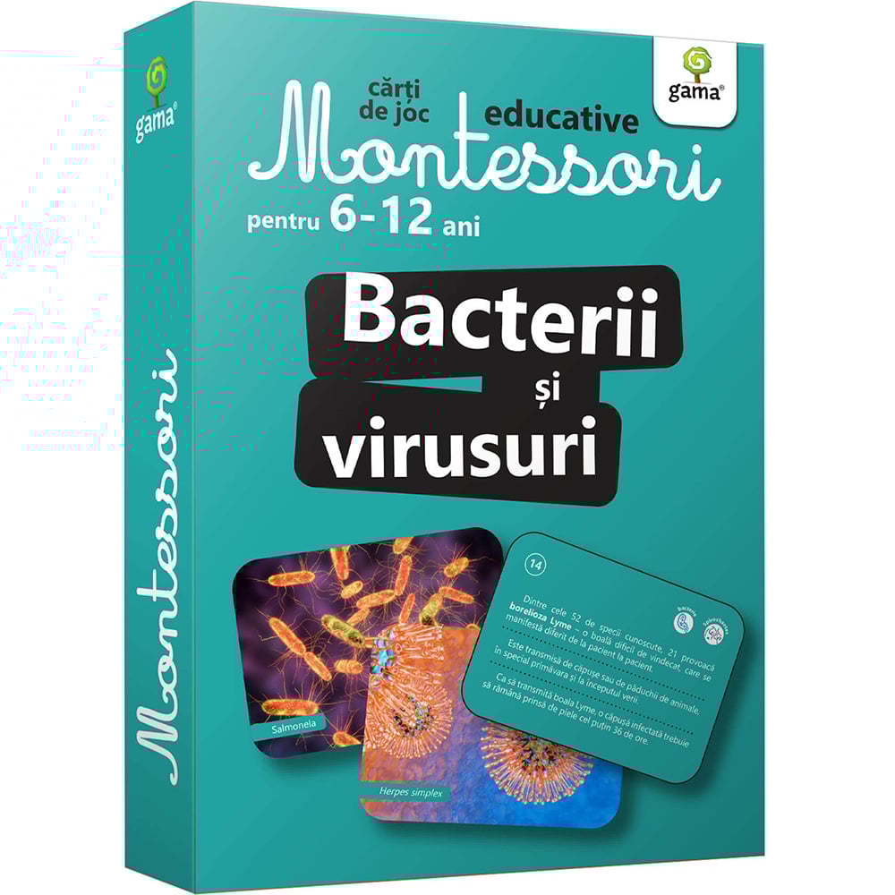 Carti de joc educative Montessori, Bacterii si virusuri 6-12 ani
