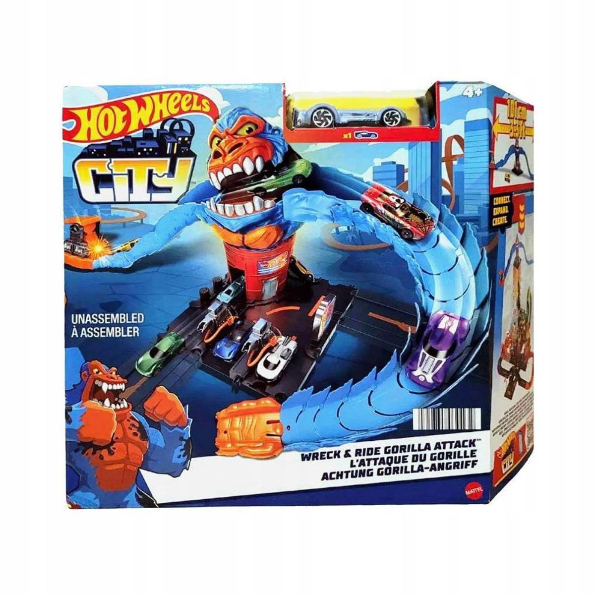 Set de joaca, Hot Wheels, Atacul din oras, Gorilla Attack, HDR30
