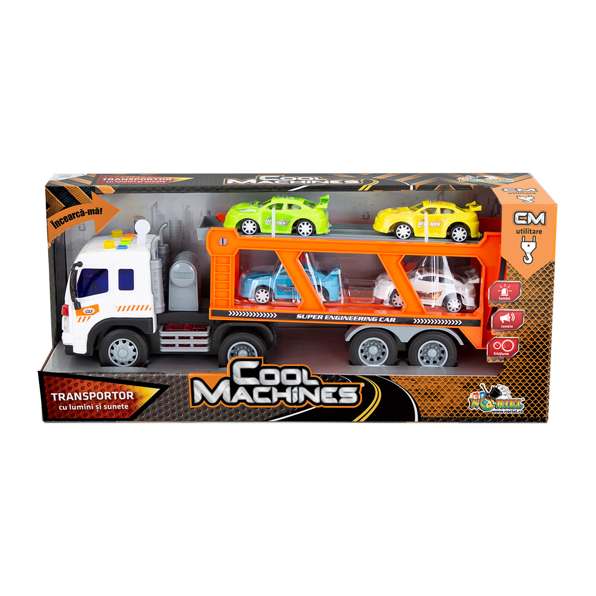 Transportor cu lumini si sunete si 4 masinute Cool Machines