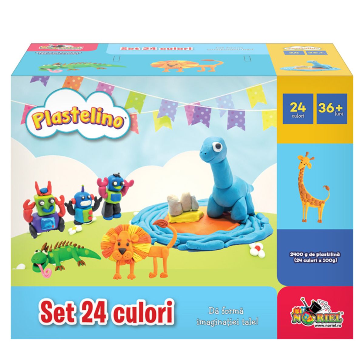 Set 24 culori plastilina, 2400 g, Plastelino