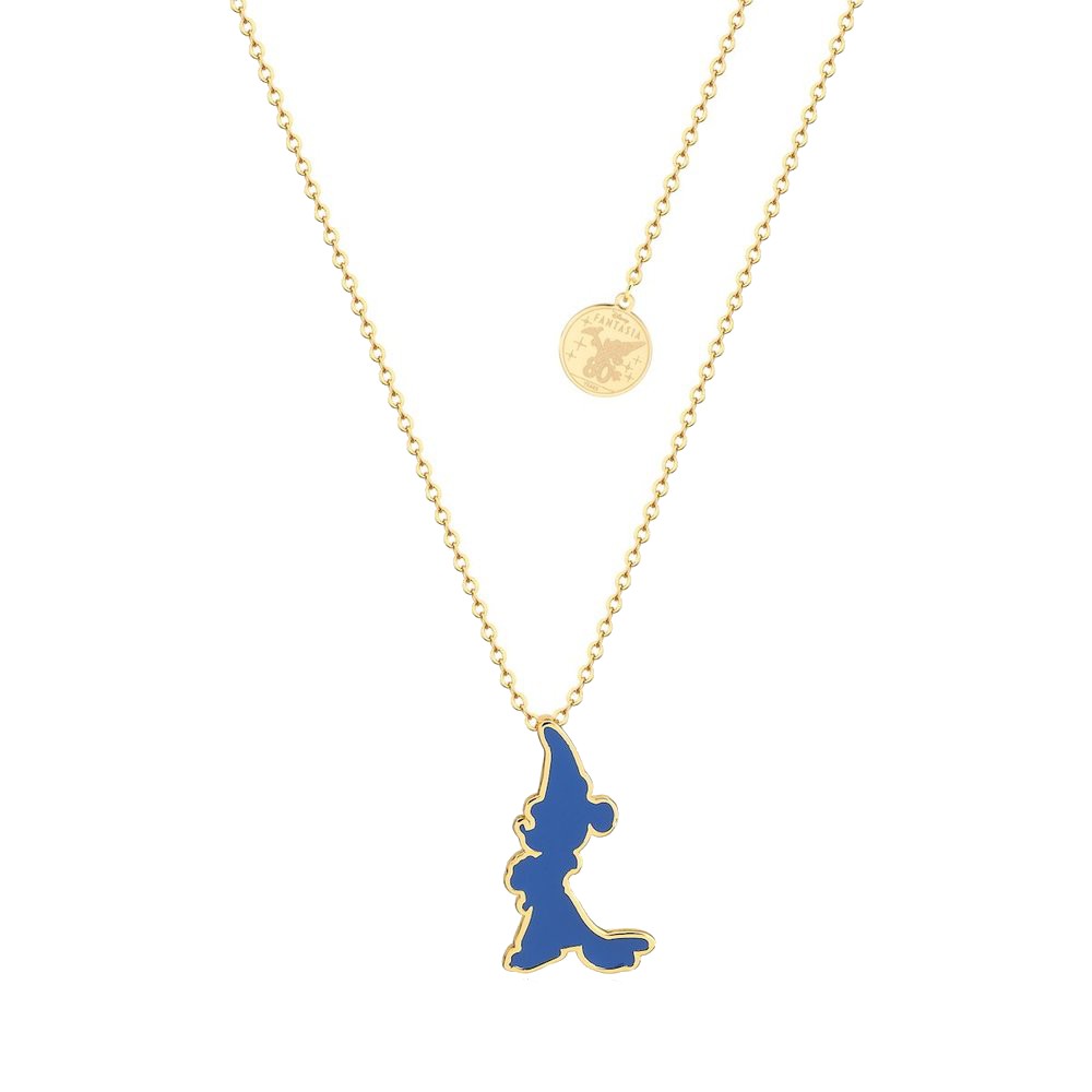 Lantisor si Pandantiv Disney Fantasia Mickey Silhouette Blue Gold Plated