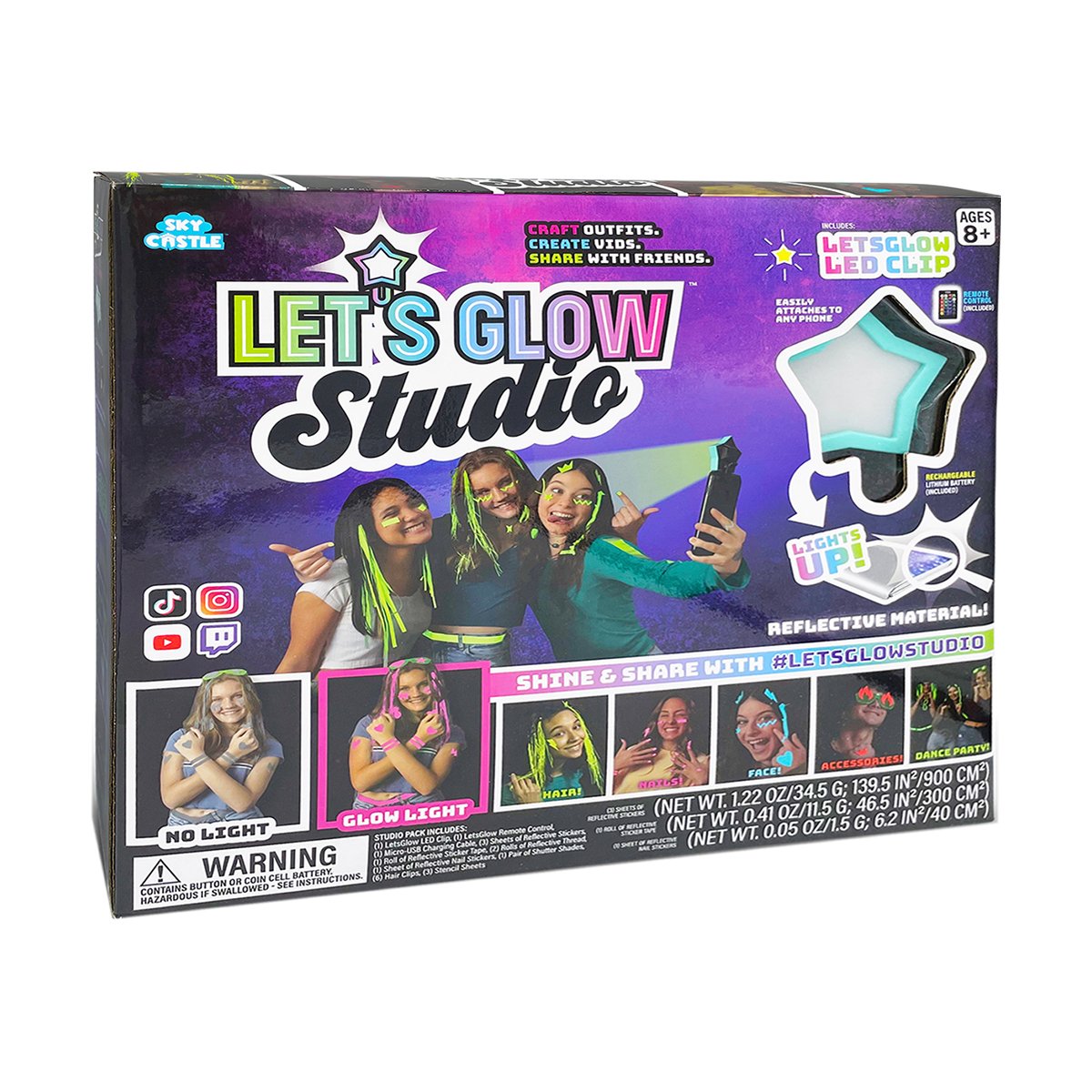 Set de creatie Let's Glow Studio cu stichere fosforescente