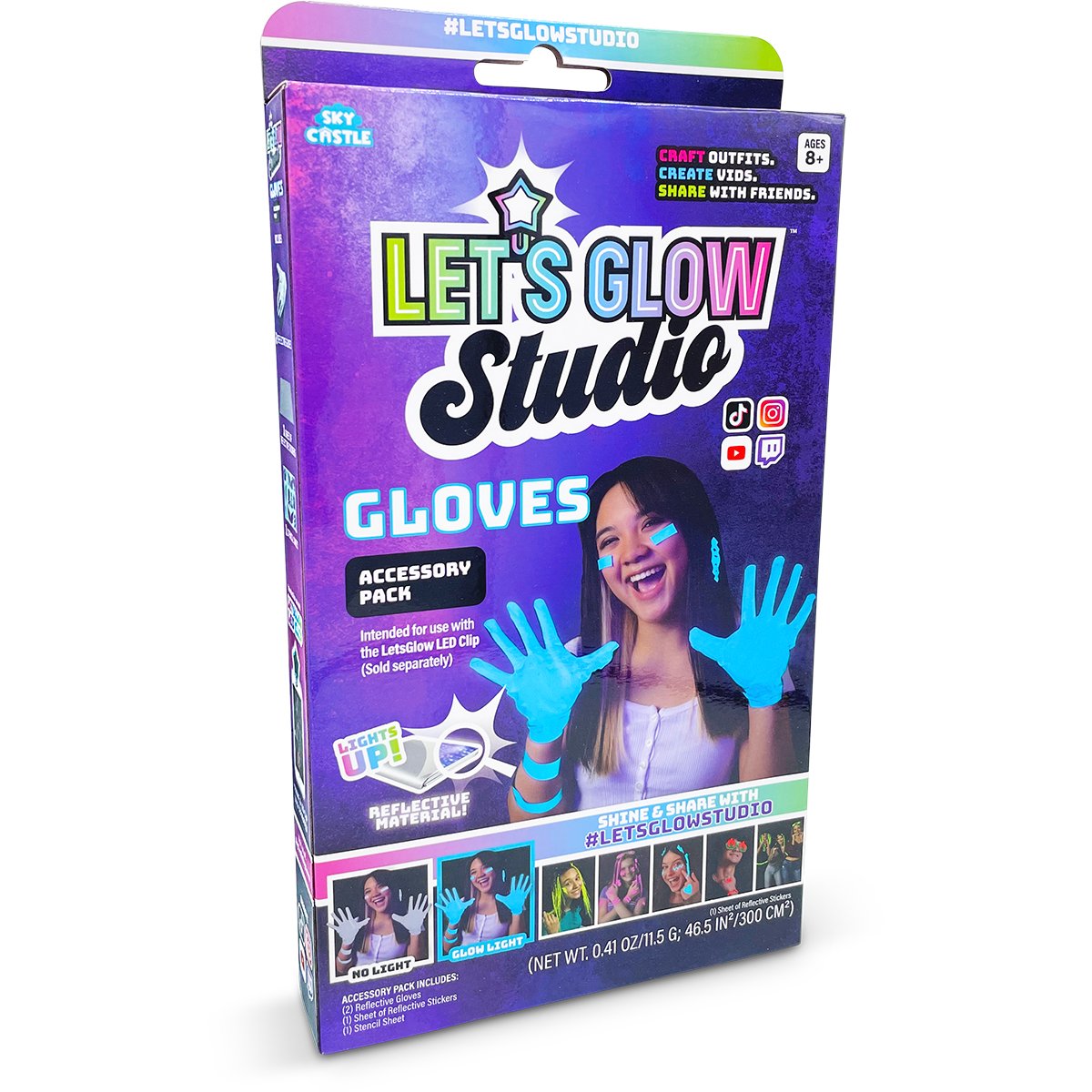 Set accesorii fosforescente Let's Glow Studio Gloves