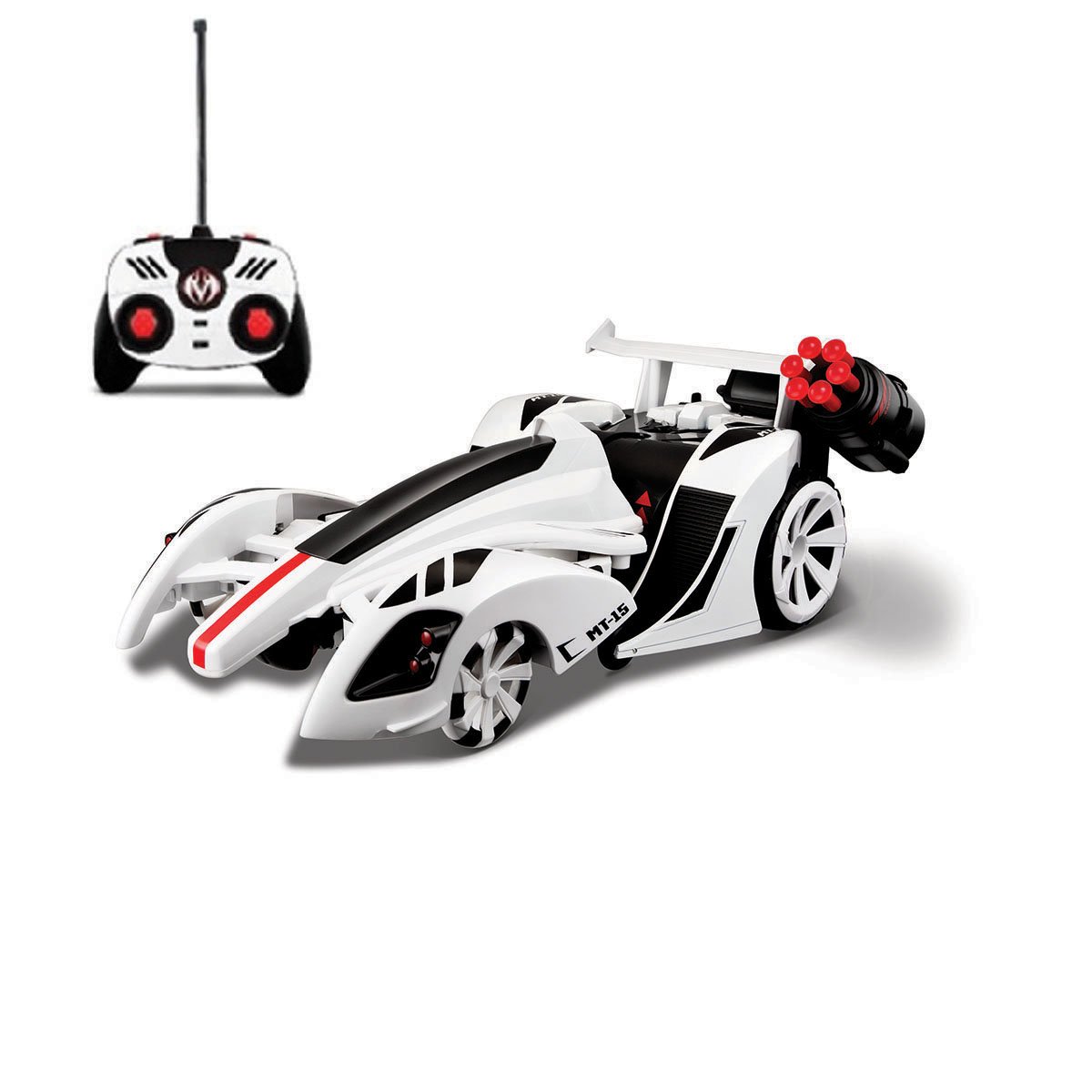 Masinuta cu telecomanda Twist And Shoot Maisto, Alb