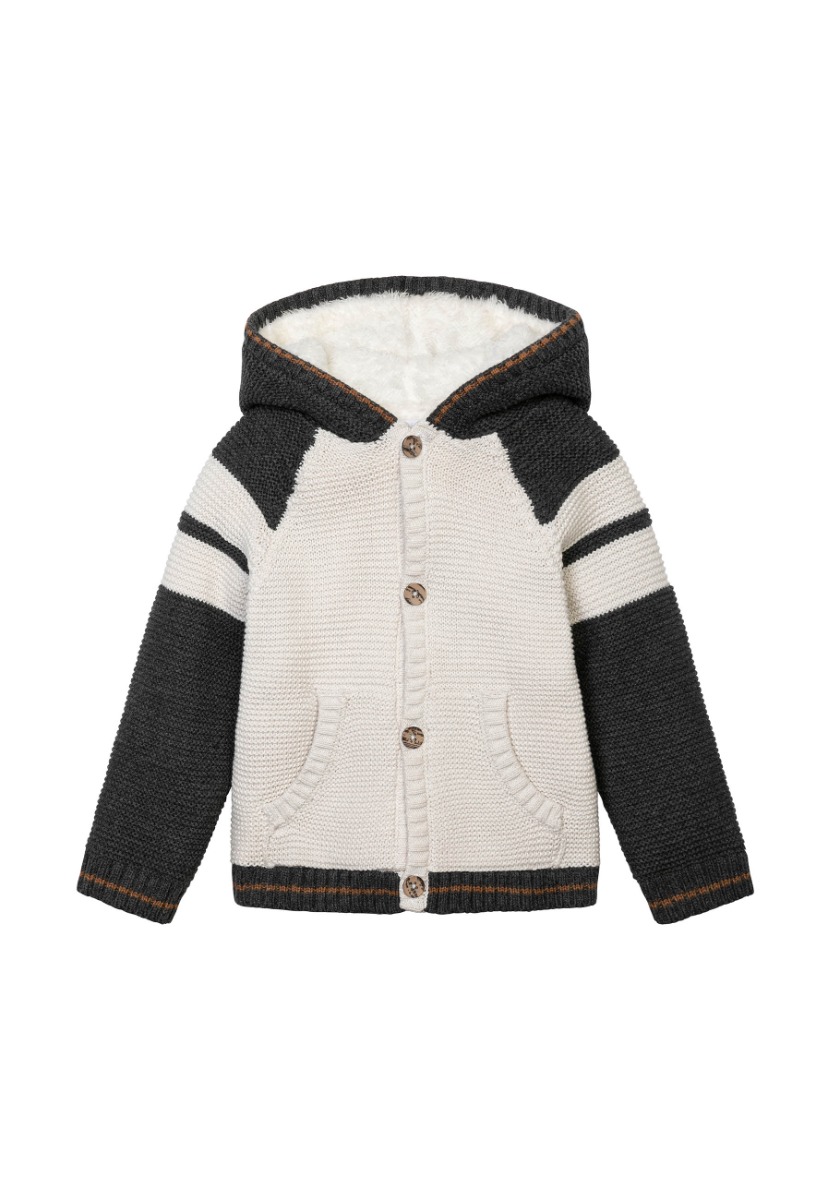Cardigan tricotat cu gluga si buzunare Minoti, Gri