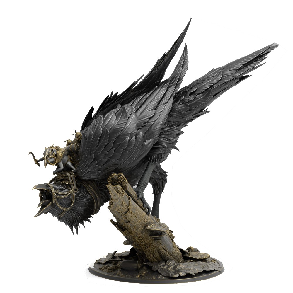 Miniatura Elemental Beacon - Mounted Raven with Mouse (4K)