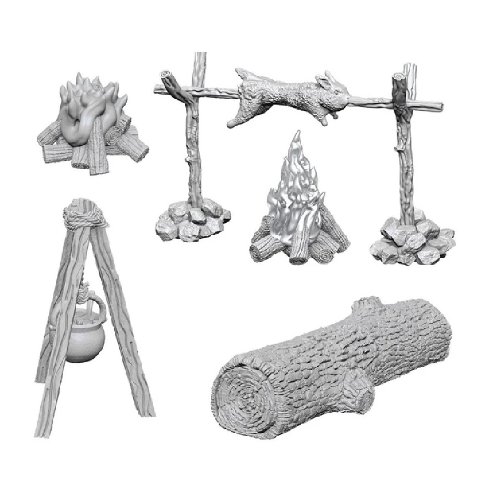 Miniaturi Nepictate Pathfinder Camp Fire & Sitting Log