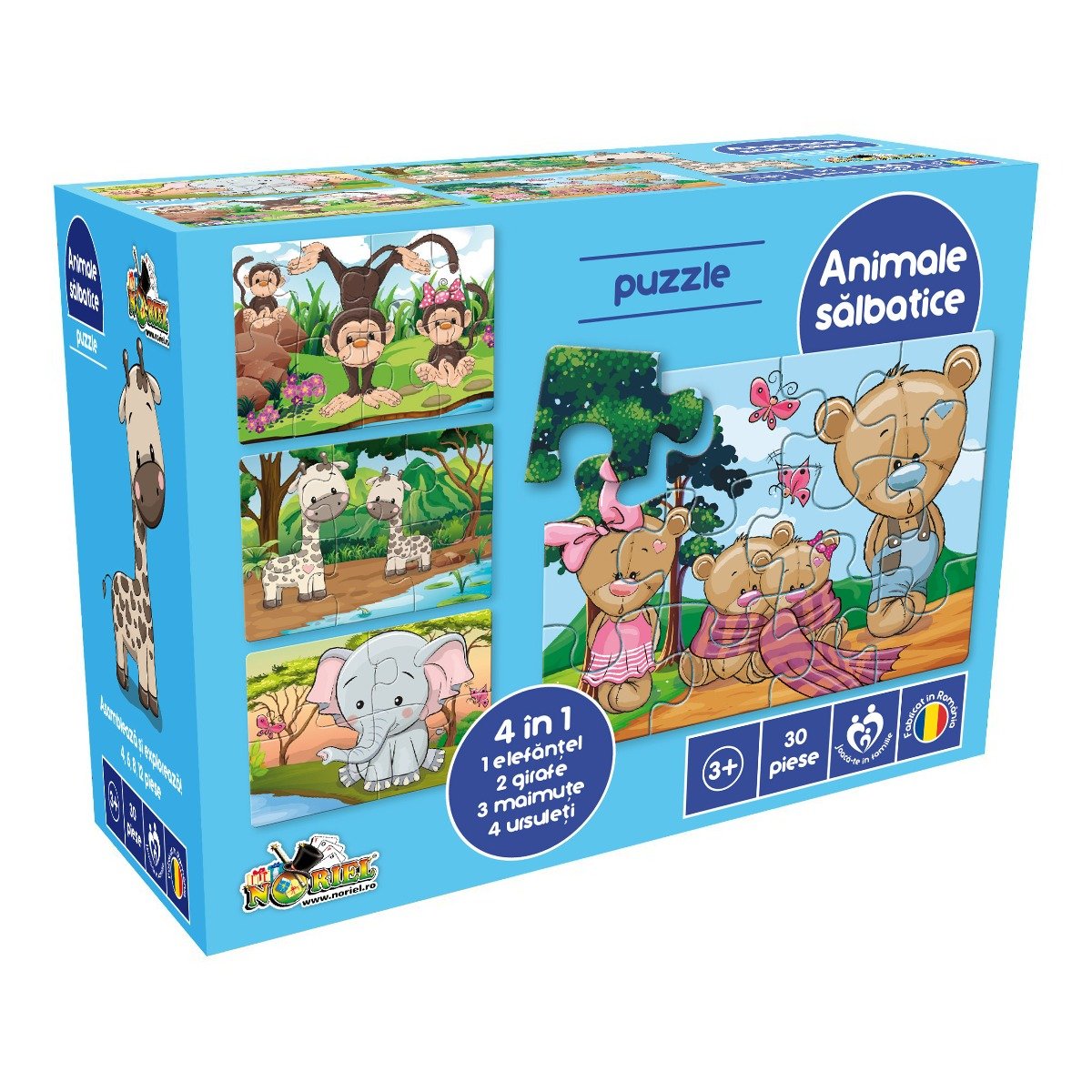 Puzzle 4 in 1 Noriel - Animale salbatice (30 piese)