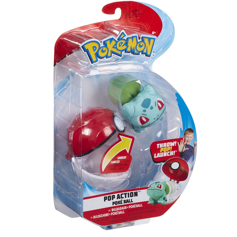 Pachet Poke Ball si Figurina de Plus Pokemon Pop Action Bulbasaur - imagine 2