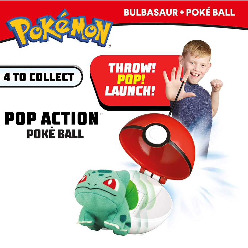 Pachet Poke Ball si Figurina de Plus Pokemon Pop Action Bulbasaur - imagine 3