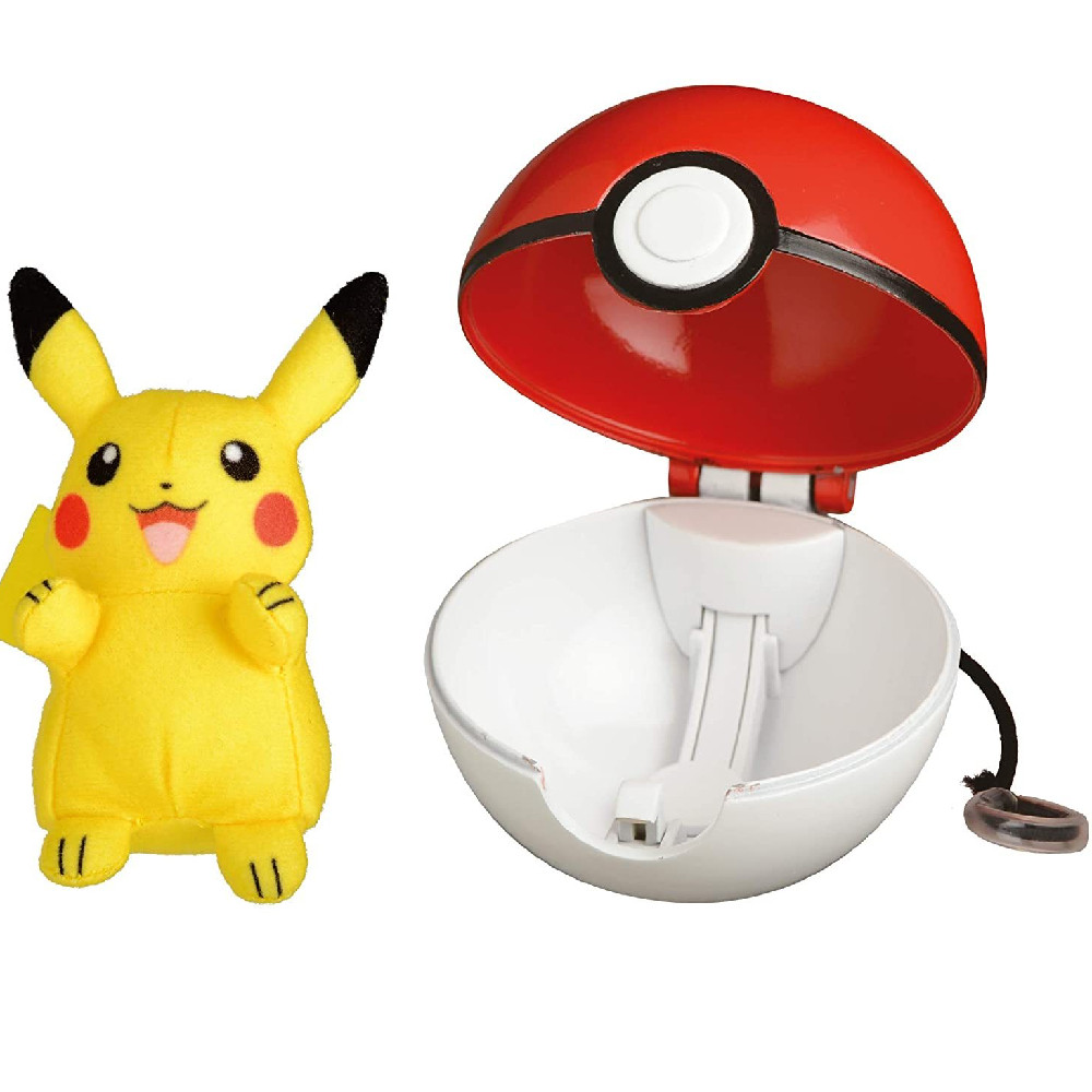 Pachet Poke Ball si Figurina de Plus Pokemon Pop Action Pikachu