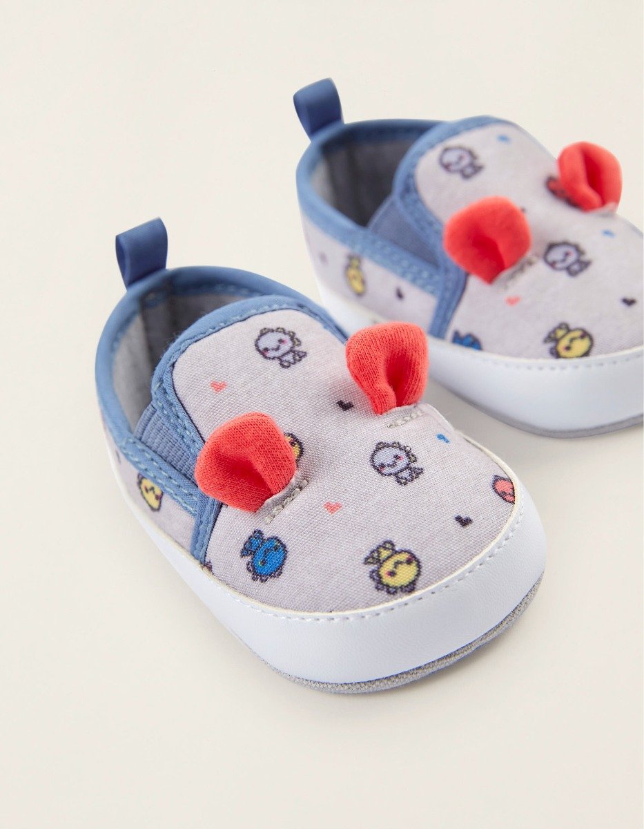 Pantofi sport din material textil, pentru nou-nascuti, Zippy, cu urechi 3D