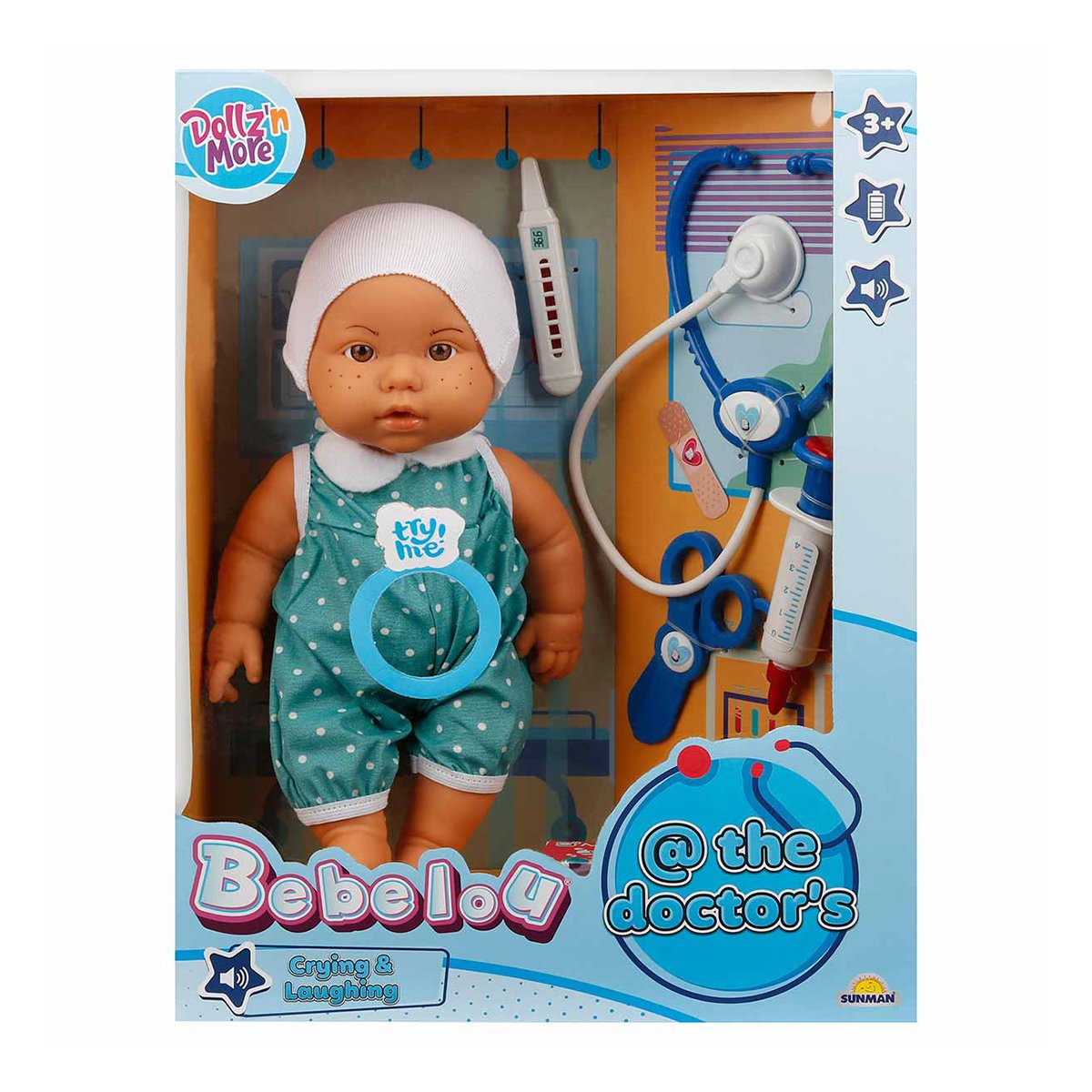 Papusa bebelus, Dollzn More, Bebelou la doctor, 35 cm, verde