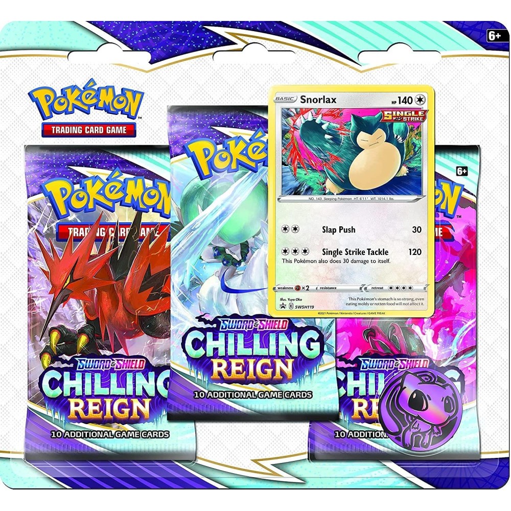 Pokemon Trading Card Game Sword & Shield 6 Chilling Reign 3-pack Blister - Snorlax