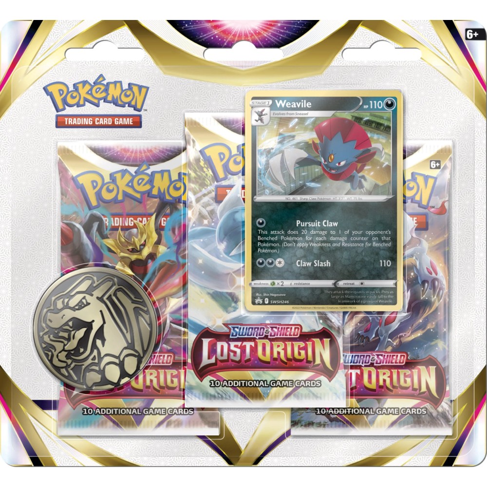 Pokemon Trading Card Game Sword & Shield - Lost Origin - 3-Pack-Blister Weavile