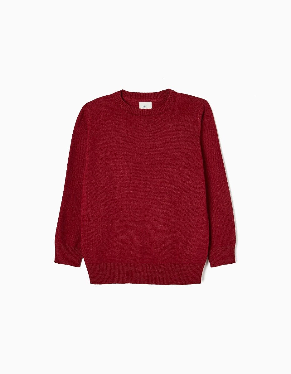 Pulover cu guler rotund pentru baieti, Zippy, Rosu