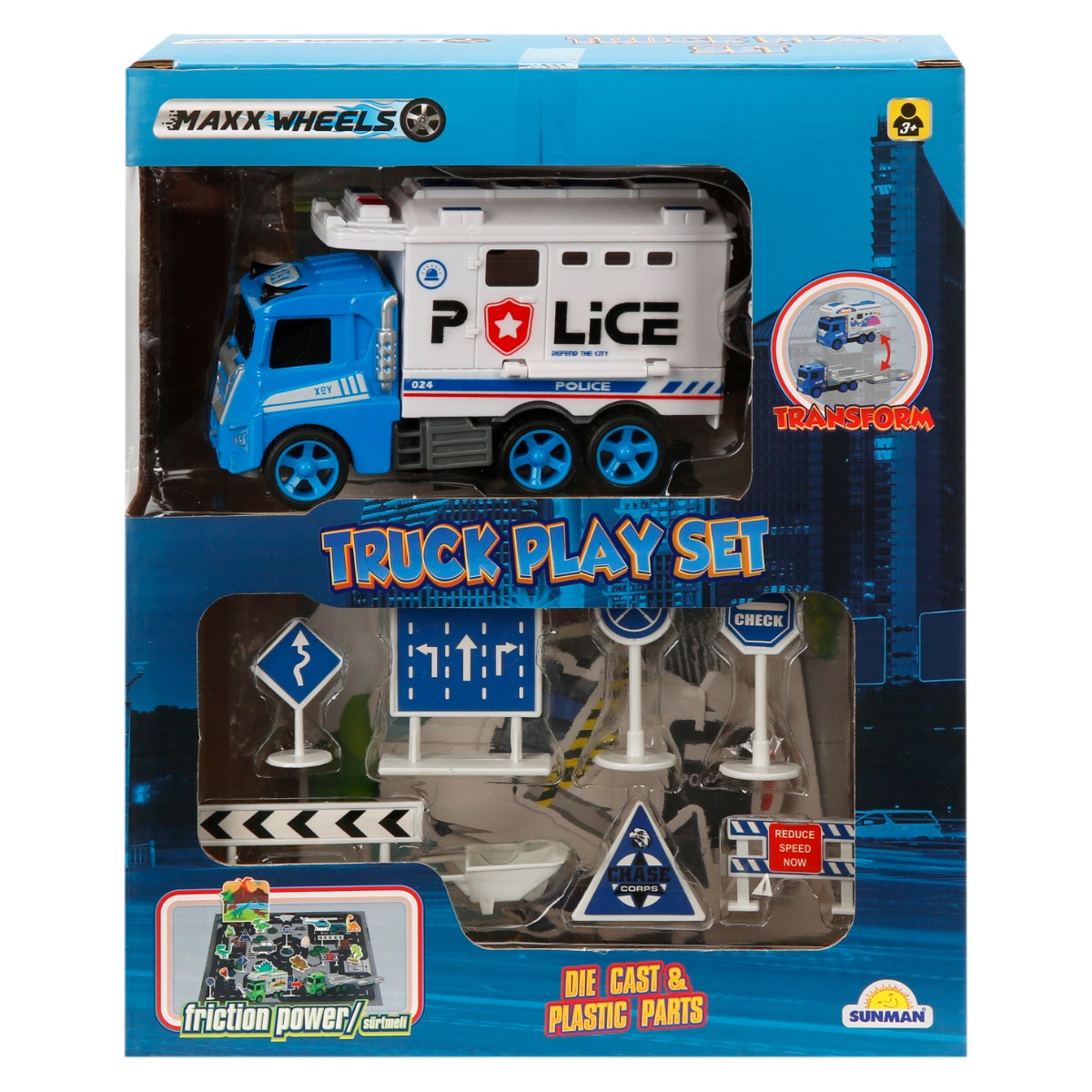 Set de joaca cu masinuta, Maxx Wheels, Police, Albastru