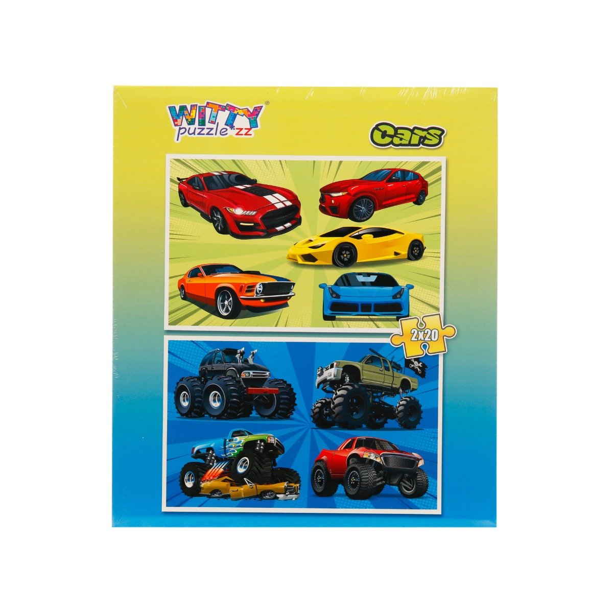 Puzzle Witty Puzzlezz, 2 x 20 piese, Masini