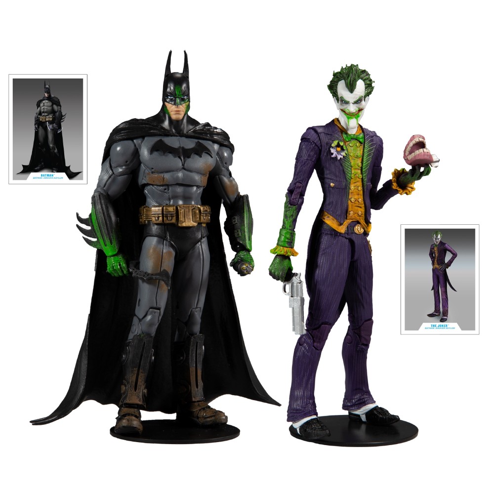 Set 2 Figurine Articulate de Colectie DC Multiverse Arkham Asylum Batman VS Arkham Asylum Joker 18 cm - imagine 2
