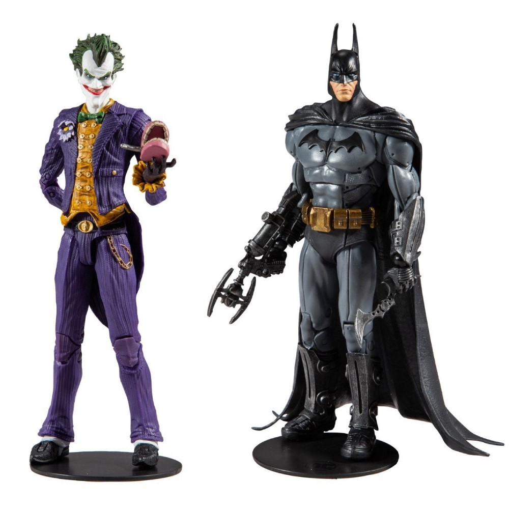 Set 2 Figurine Articulate de Colectie DC Multiverse Arkham Asylum Batman VS Arkham Asylum Joker 18 cm