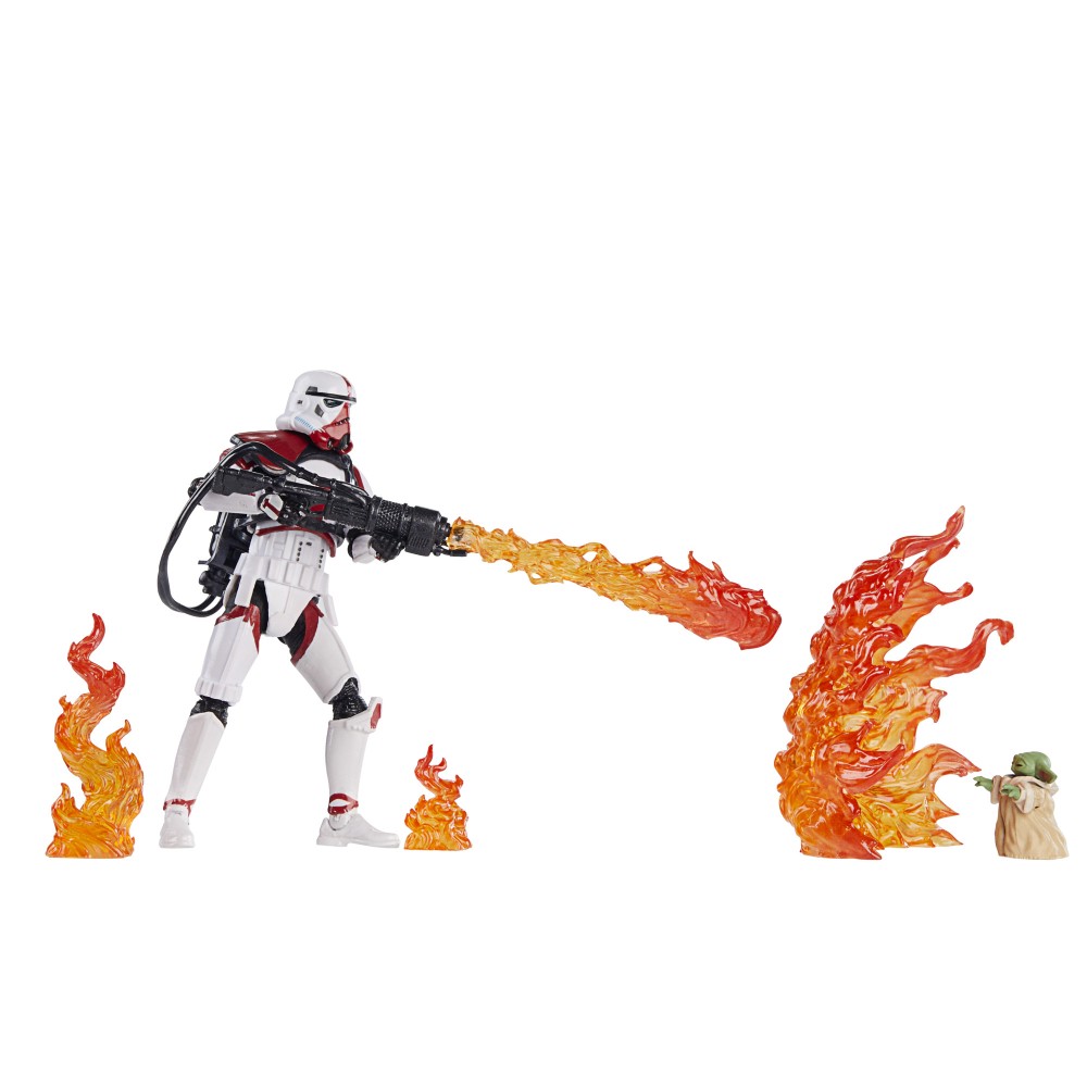Set 2 Figurine Articulate Star Wars Vintage 3-3/4 in Mando Incinerator Trooper & Grogu - imagine 2