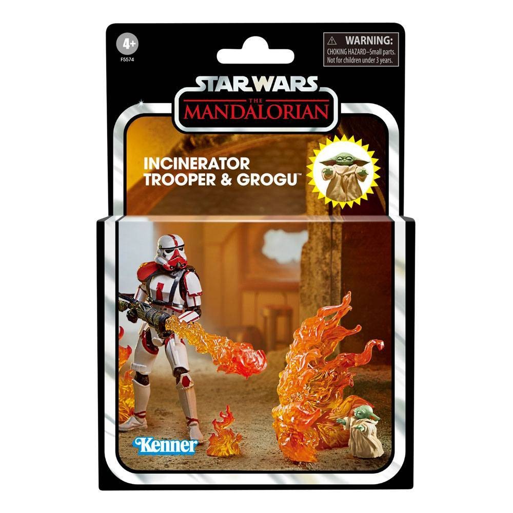 Set 2 Figurine Articulate Star Wars Vintage 3-3/4 in Mando Incinerator Trooper & Grogu - imagine 4