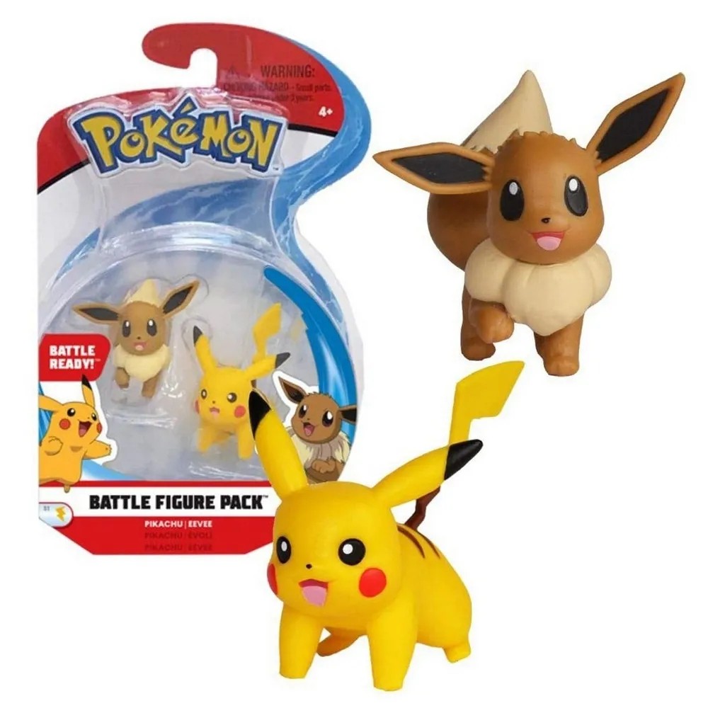 Set 2 Mini Figurine Pokemon Battle Eevee & Pikachu 5 cm - imagine 2