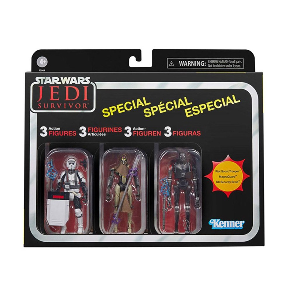 Set 3 Figurine Articulate Star Wars Vintage 3.75 Gaming Greats Jedi Survivor - imagine 2