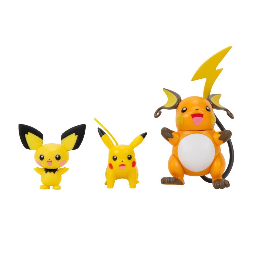 Set 3 Figurine Evolution Pokemon Pichu, Pikachu & Raichu