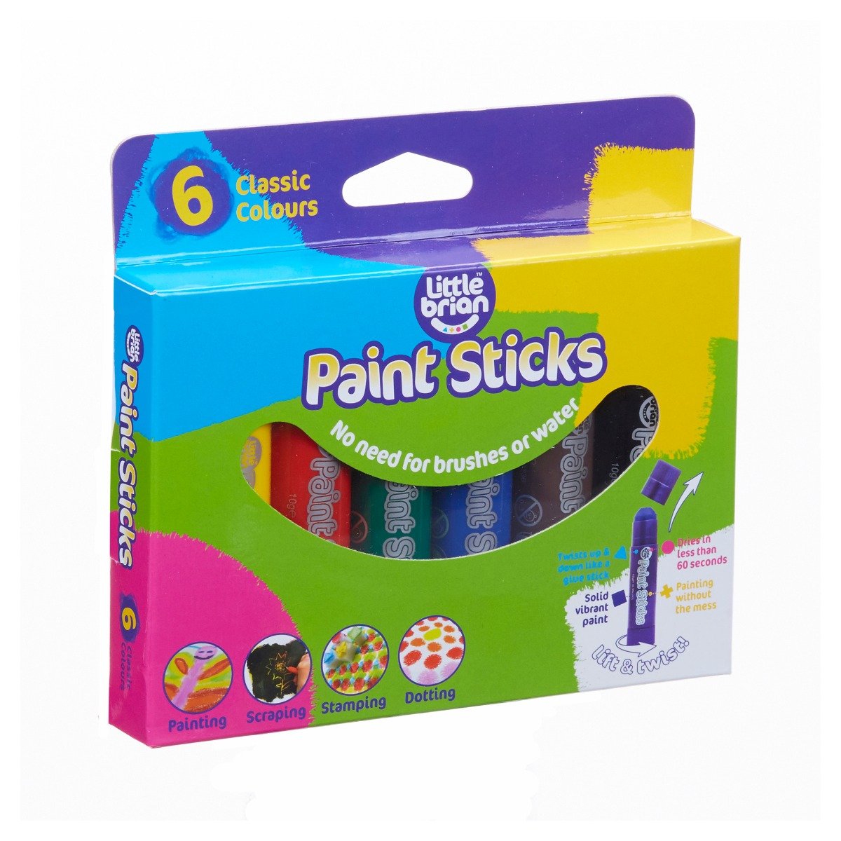 Set batoane de colorat Little Brian, 6 culori clasice