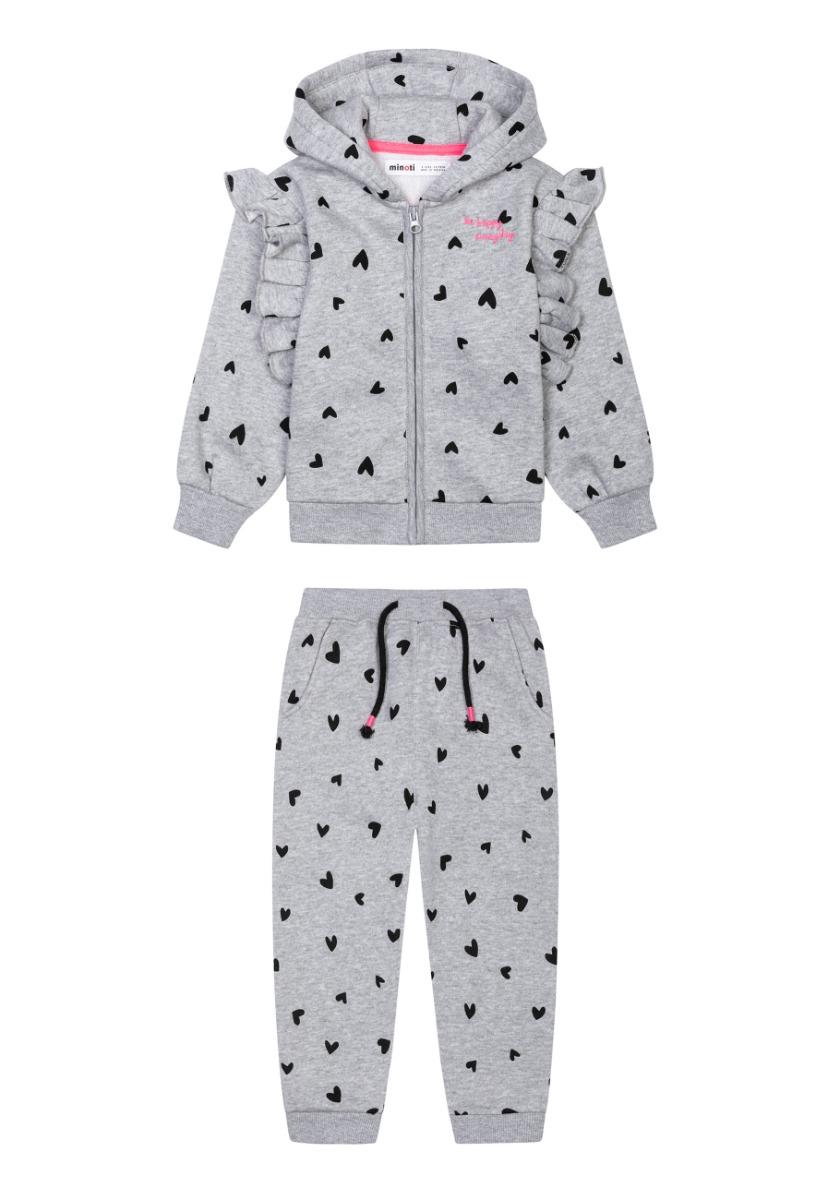 Set hanorac si pantaloni sport, Be Happy Everyday, Minoti, gri