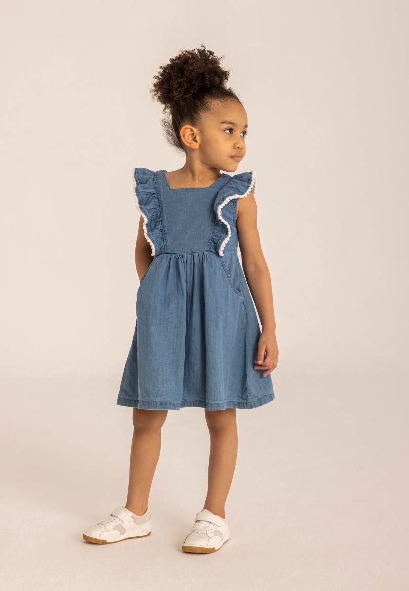 Rochie din bumbac, Minoti, fara maneci, albastru
