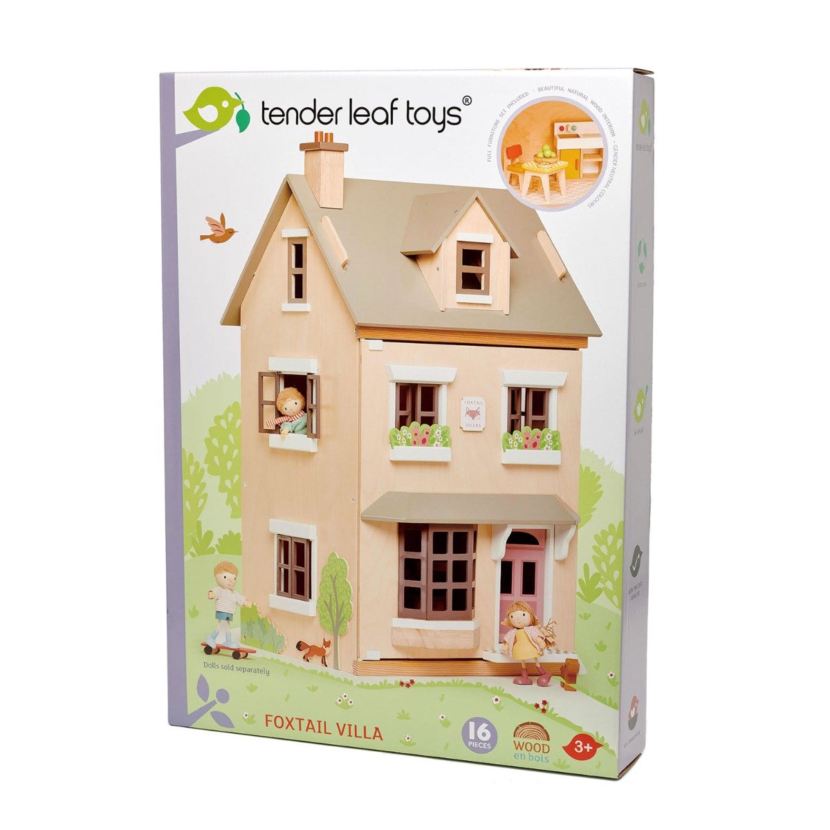 Casuta de papusi din lemn, Tender Leaf Toys, Foxtail Villa