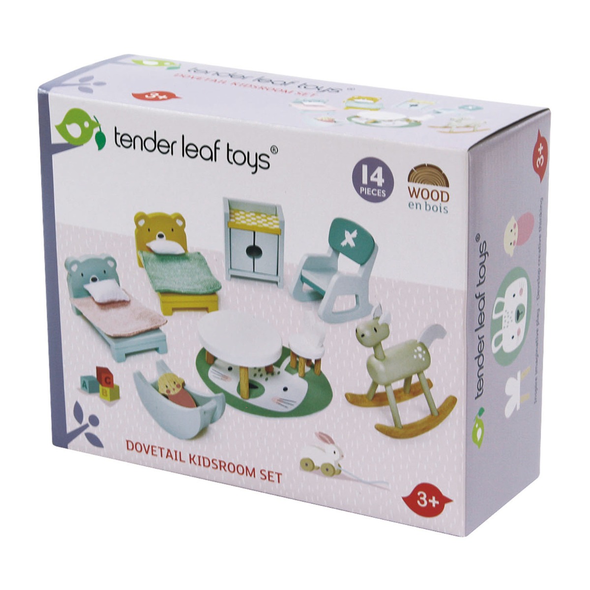 Set mobilier din lemn, camera copiilor, pentru Casuta de papusi, Tender Leaf Toys, Dovetail