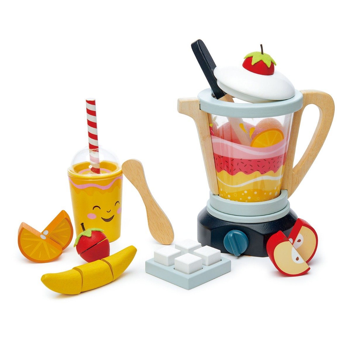 Set de joaca, Blender din lemn, Fruity Blender, Tender Leaf Toys, 22 piese